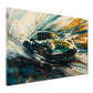 Auto sportivo verde pittura astratta movimento energia quadro