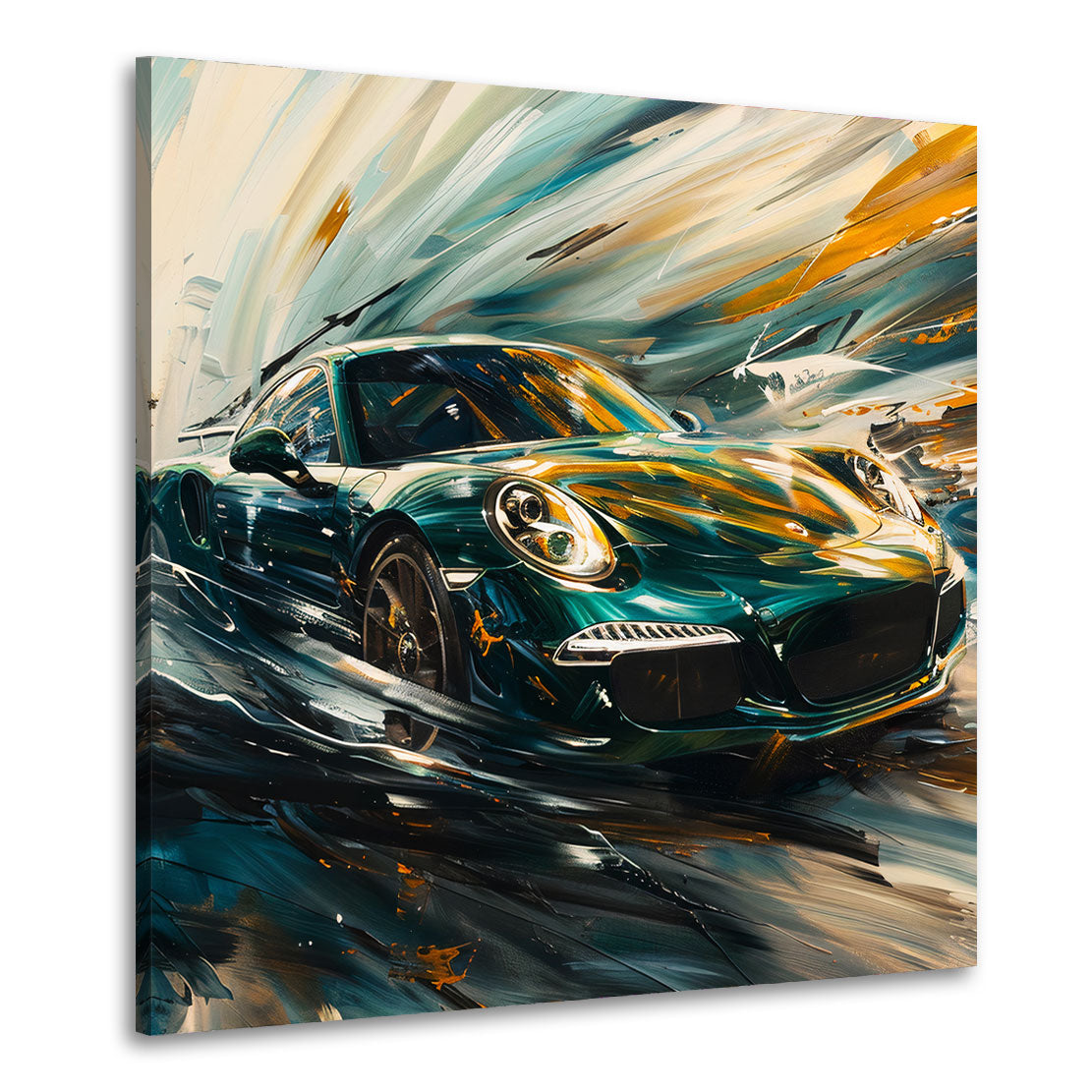 Auto sportivo verde pittura astratta velocità ed energia quadro