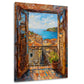 Balcone con vista sul mare e tetti mediterranei quadro