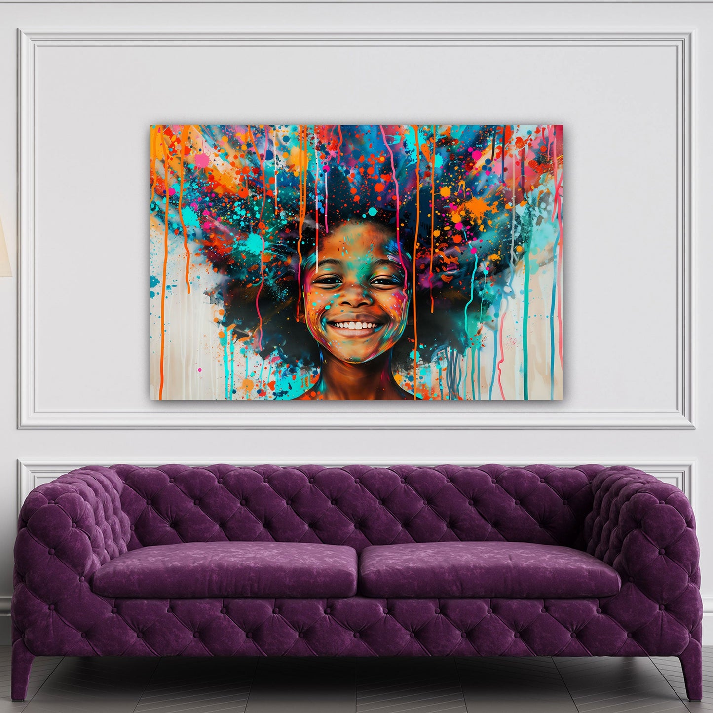 Bambino allegro astratto colorato dai toni caldi quadro