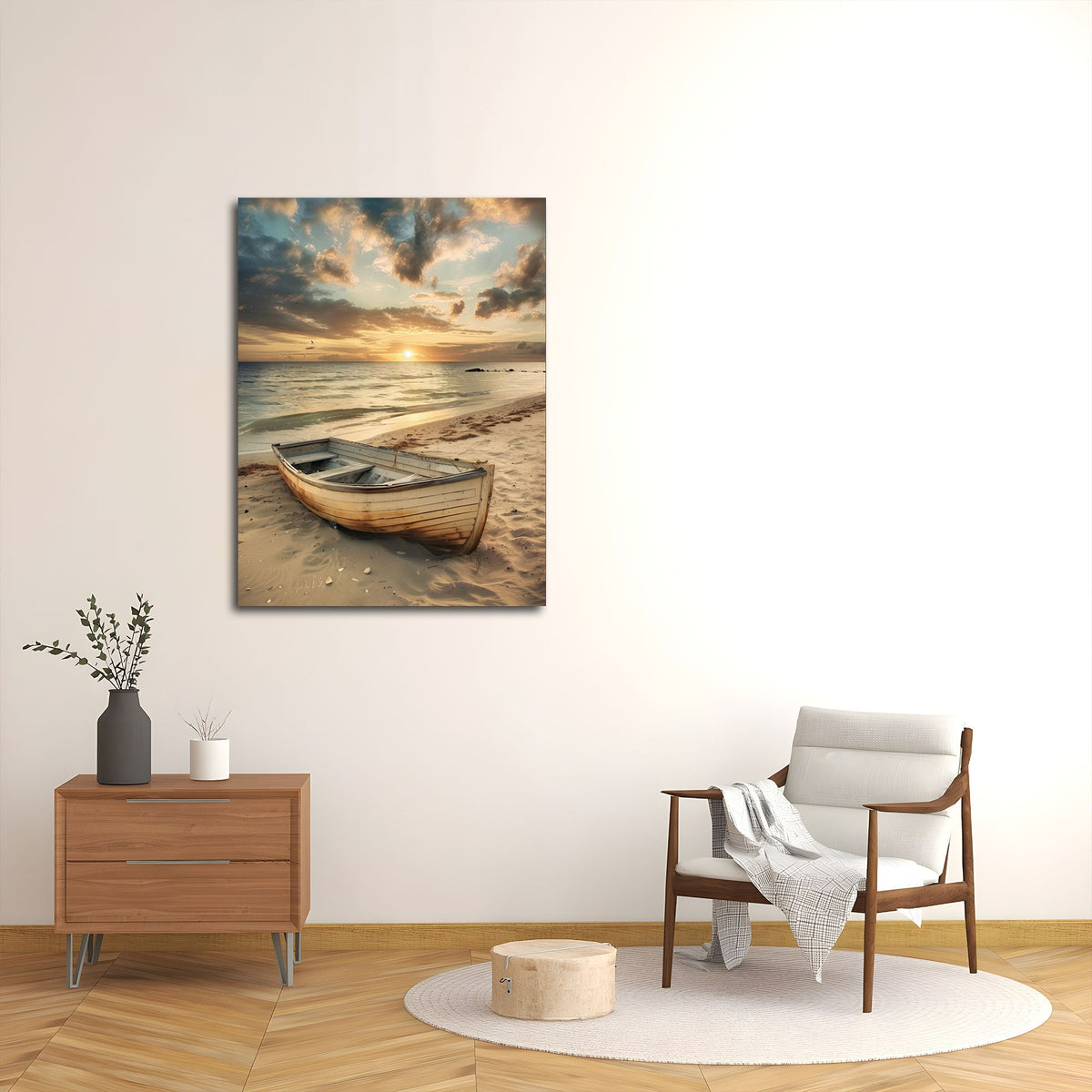 Quadro barca spiaggia ambientato