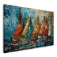 Barche a vela colorate sul mare in stile espressivo quadro