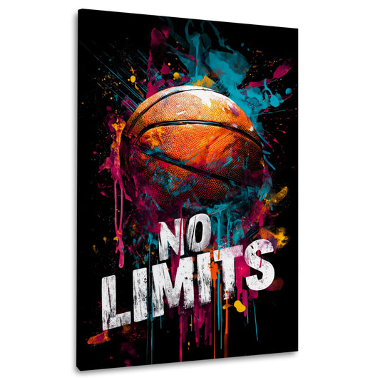 Basket con schizzi colore motivazione no limits pop art quadro
