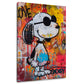 Beagle a fumetti con occhiali tra schizzi di colore vivaci quadro
