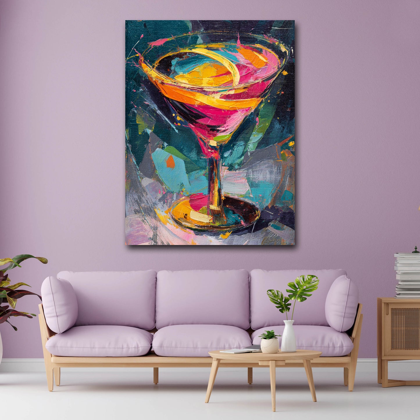 Bicchiere da cocktail pop art astratto colorato quadro