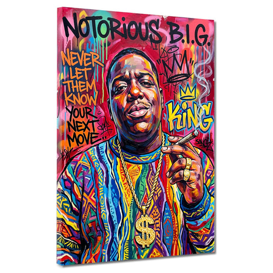 Biggie King rapper Hip Hop Pop Art Graffiti colorato quadro