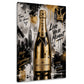 Bottiglia di champagne oro con scritta Live your Moment quadro
