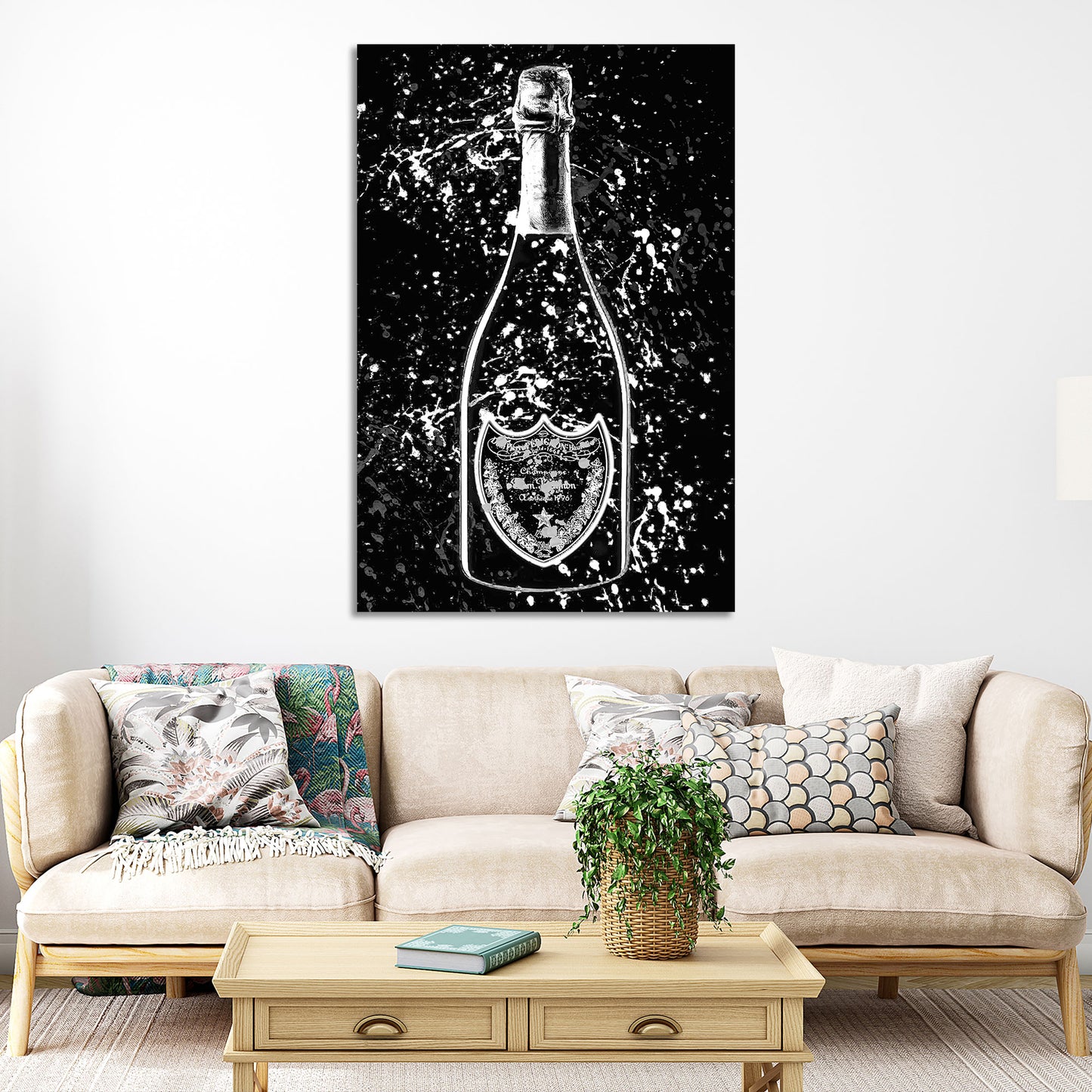 Quadro moderno bottiglia arte Pop Art Champagner