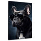 Bulldog francese con occhiali ritratto elegante sfondo scuro quadro