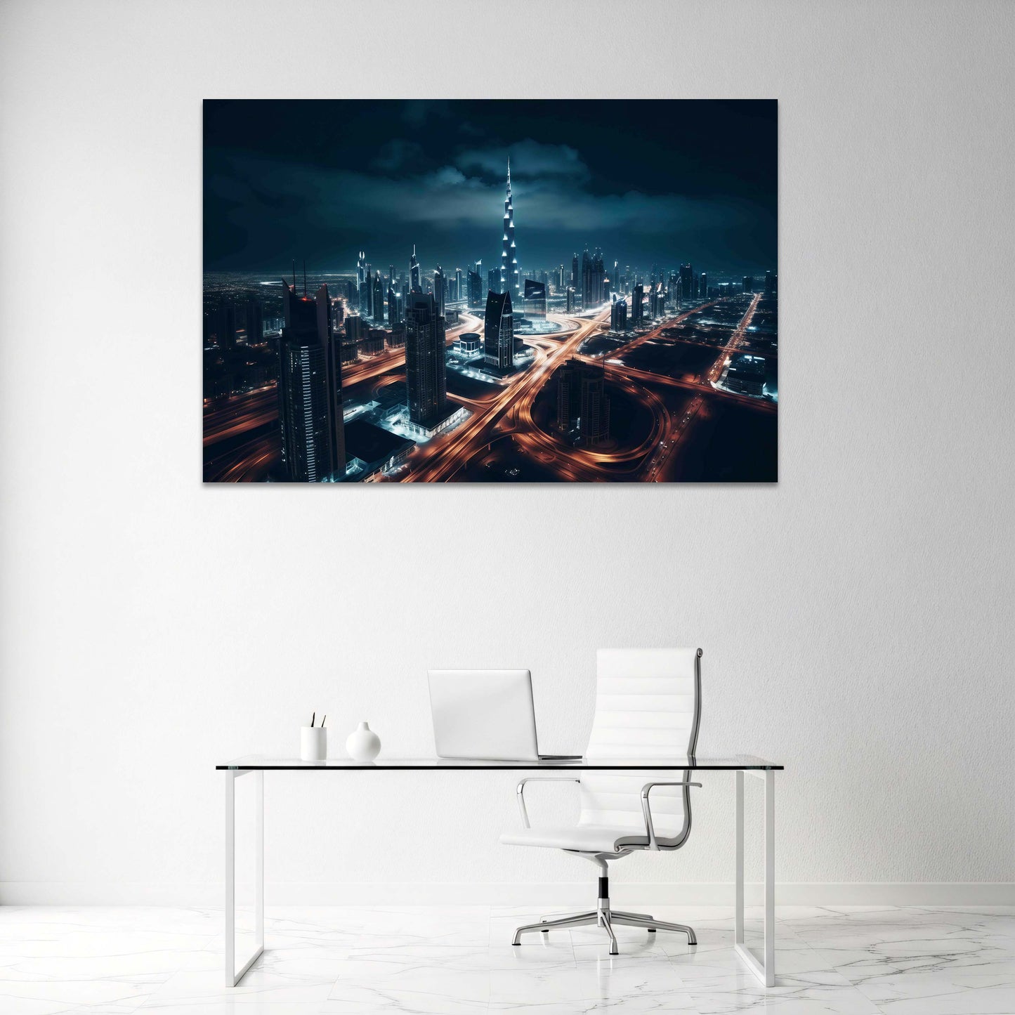 Burj Khalifa Dubai le luci notturne dello skyline quadro