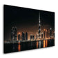 Burj Khalifa e lo skyline di Dubai di notte sul lungomare quadro