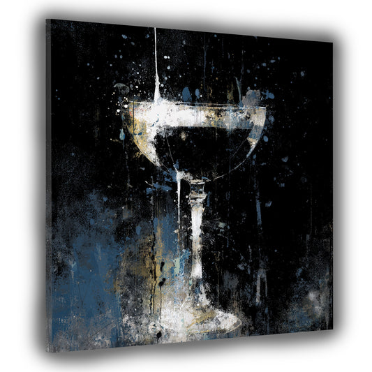 Calice champagne arte astratta elegante scura quadro