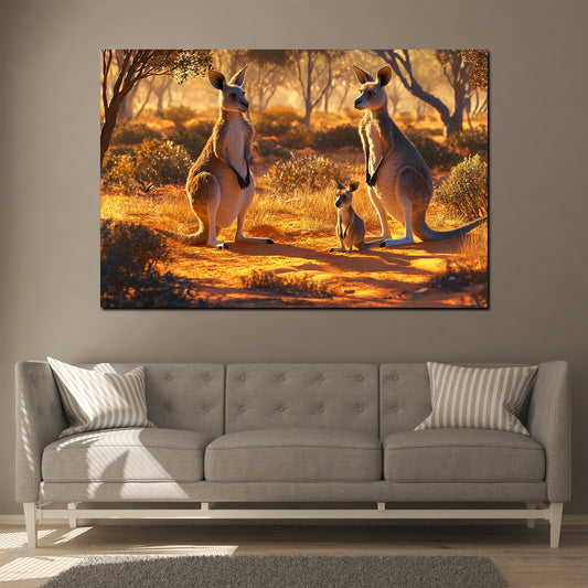 Canguri selvaggi paesaggio australiano quadro