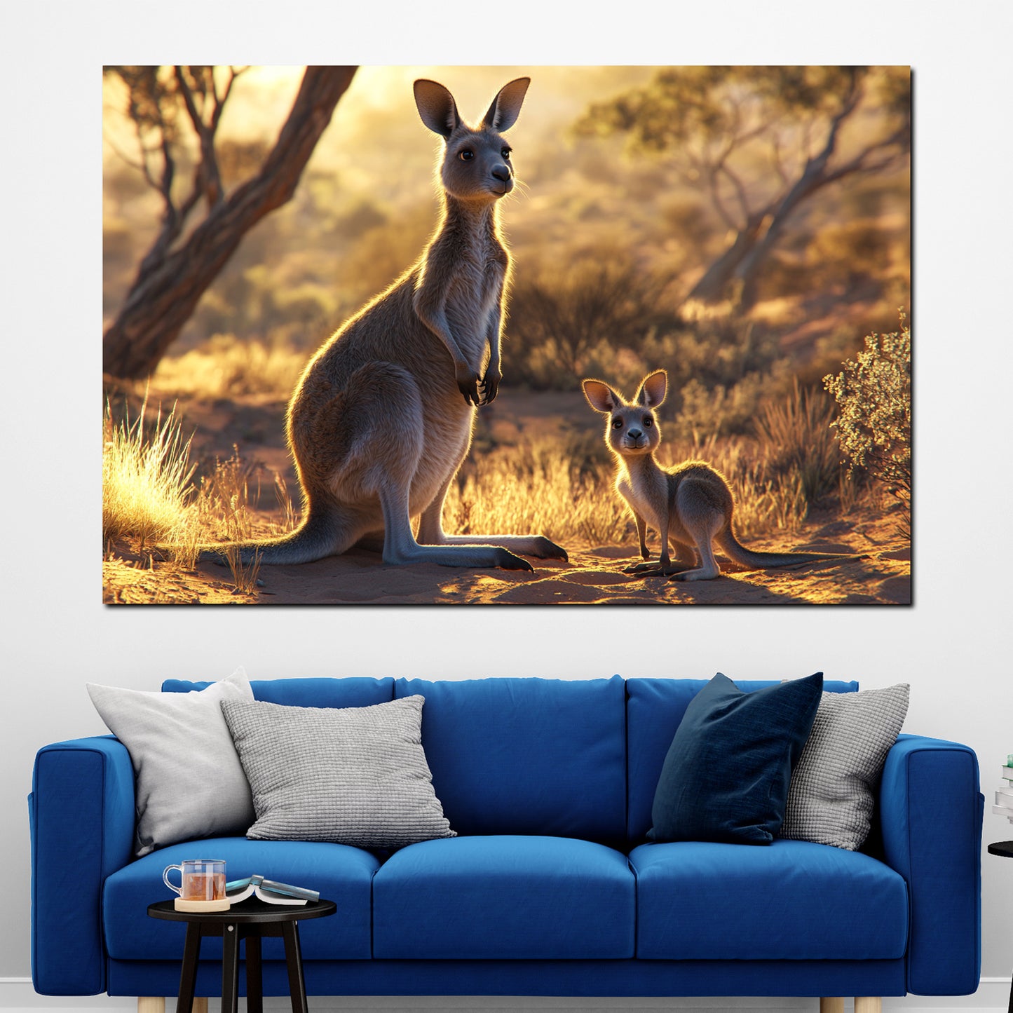 Canguro con cucciolo paesaggio australiano natura quadro