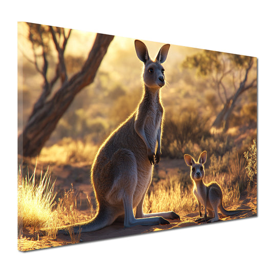 Canguro con cucciolo paesaggio australiano natura quadro