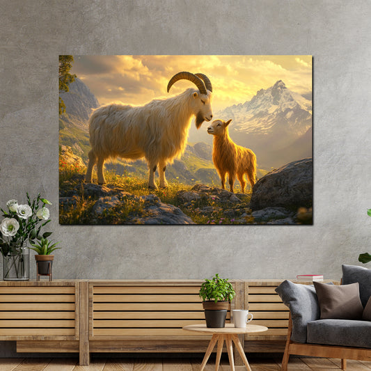 Capre paesaggio alpino natura tramonto quadro