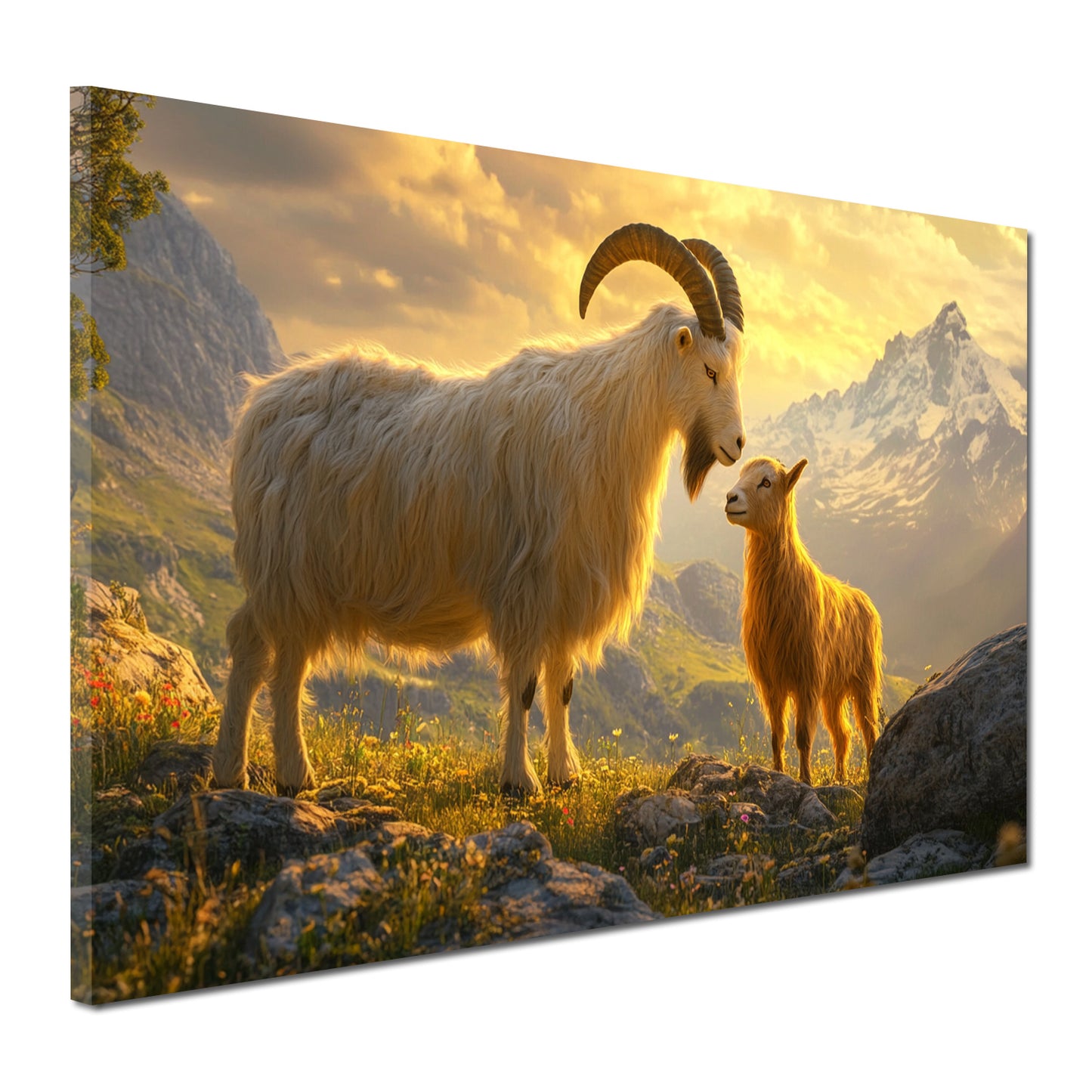 Capre paesaggio alpino natura tramonto quadro