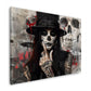 Catrina con cilindro e teschio sullo sfondo stile gothic quadro