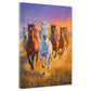 Cavalli corsa libertà natura selvaggia tramonto quadro