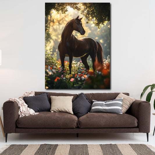 Cavallo elegante luce del mattino natura quadro