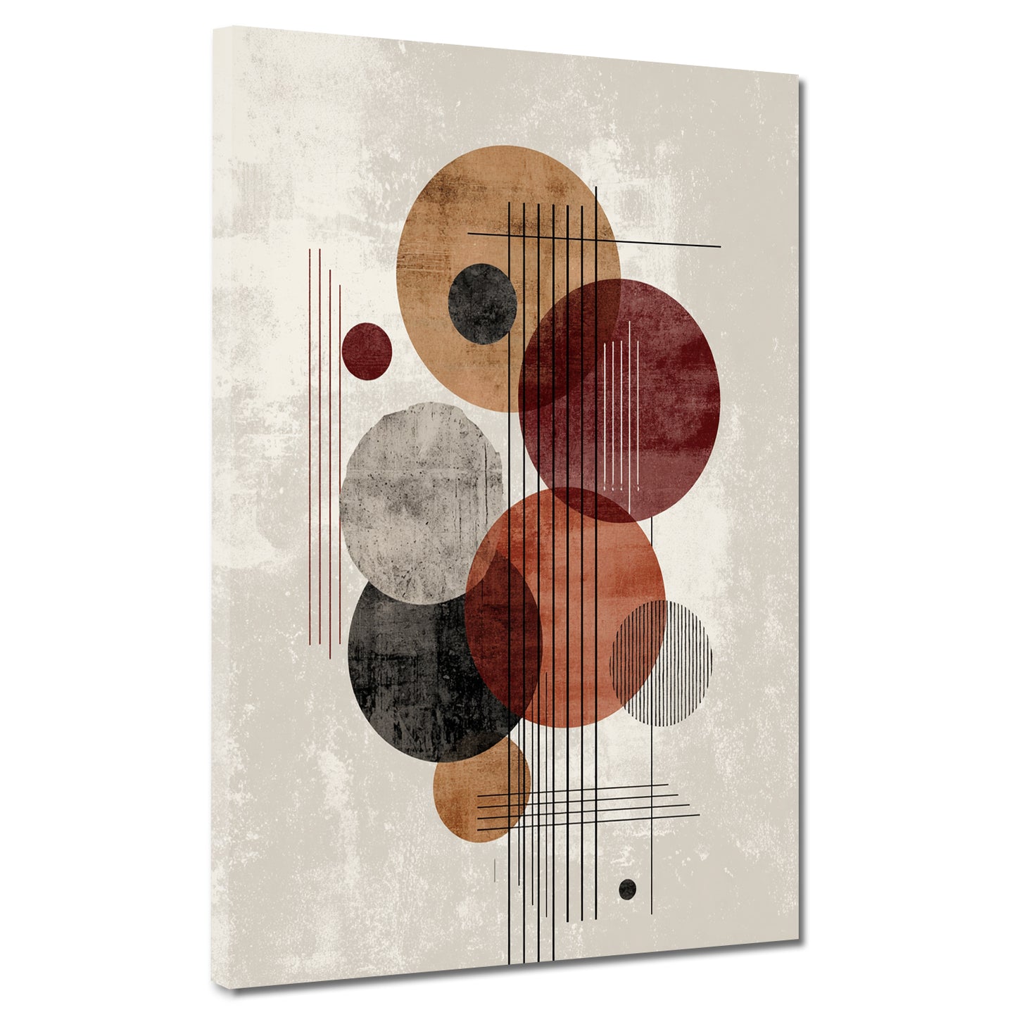 Cerchi astratti geometria linee colori caldi quadro