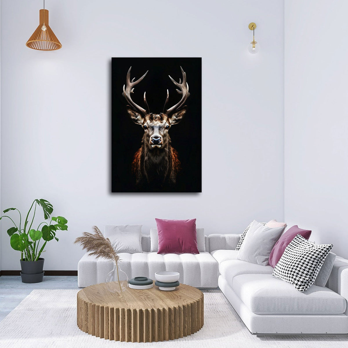 Quadro cervo maestoso in soggiorno