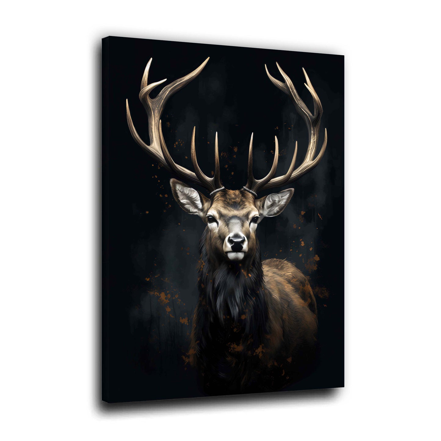 Cervo potente arte animale sfondo scuro quadro