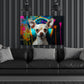 Chihuahua con cuffie colorato con colori intensi quadro