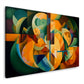 Chitarra cubista in arancione e verde quadro