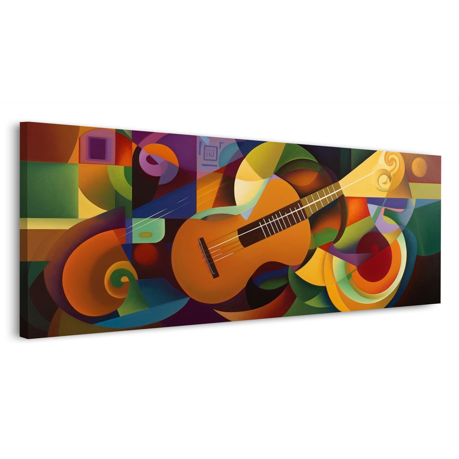 Chitarra in design astratto arancione turchese quadro