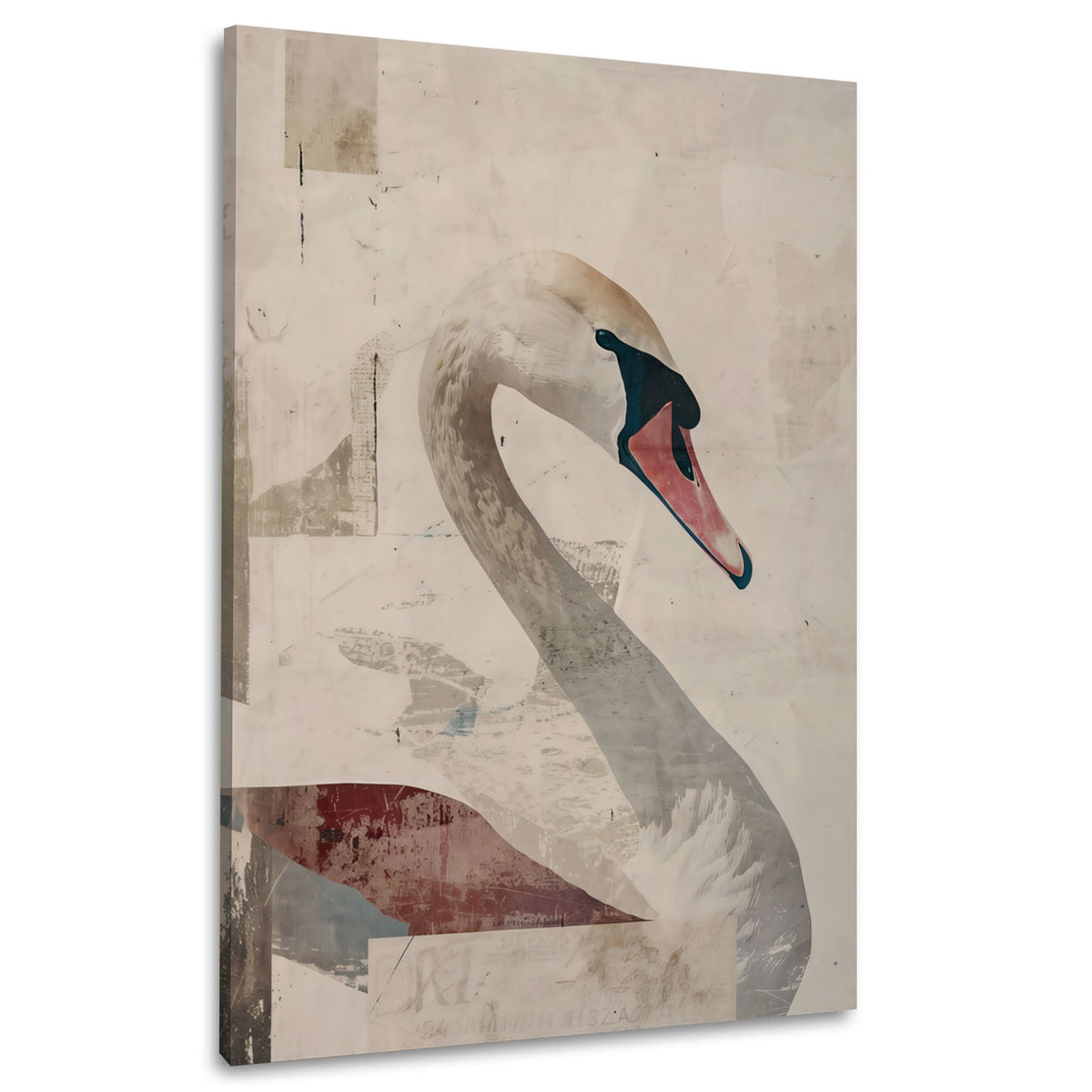 Cigno bianco su sfondo beige vintage moderno quadro