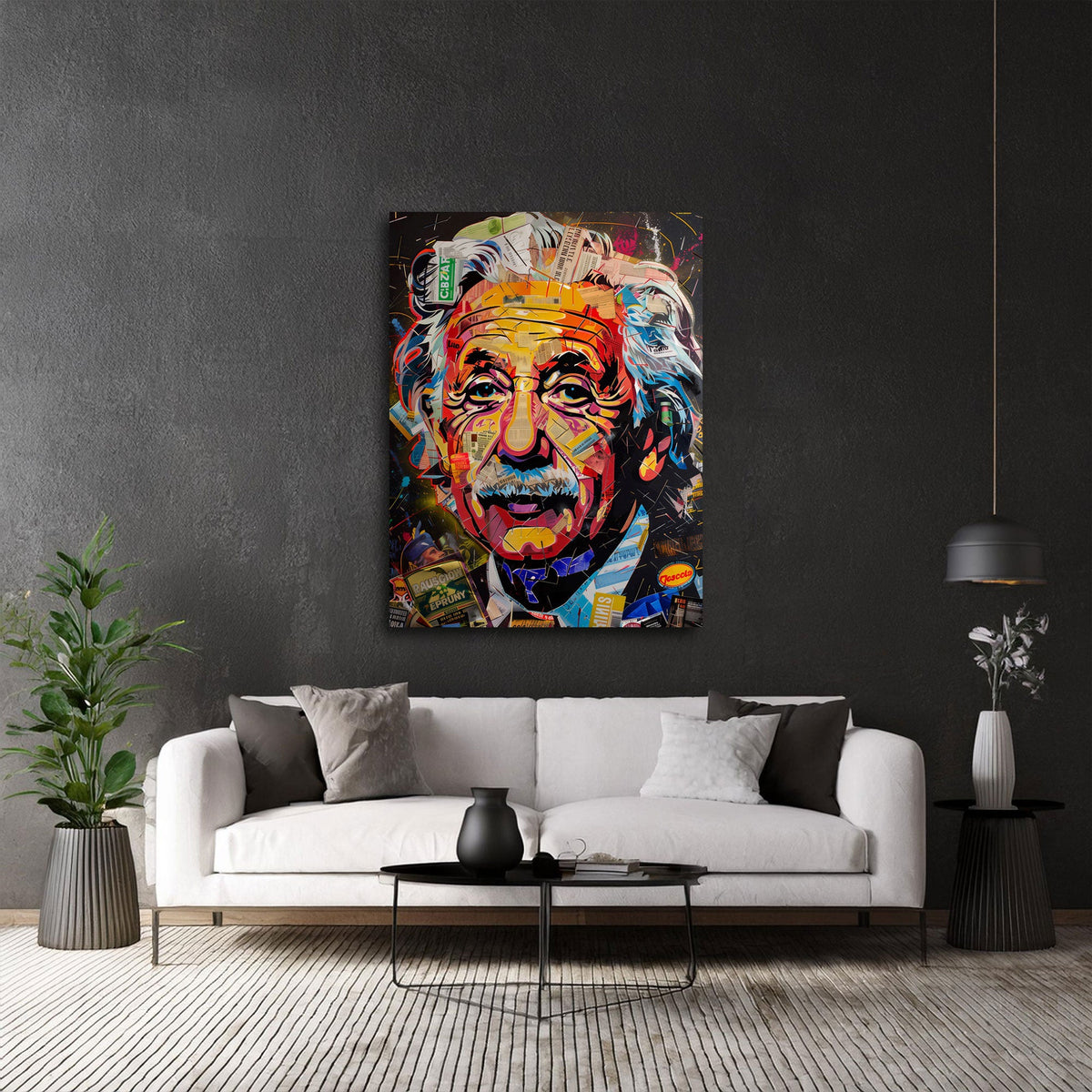 Quadro Einstein collage ambientato