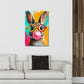 Coniglio con occhiali e gomma da masticare in stile Pop Art quadro