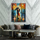 Coppia bacio pioggia scena romantica con ombrello quadro