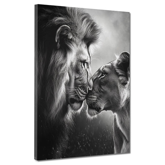Coppia di felini ritratto bianco e nero amore quadro