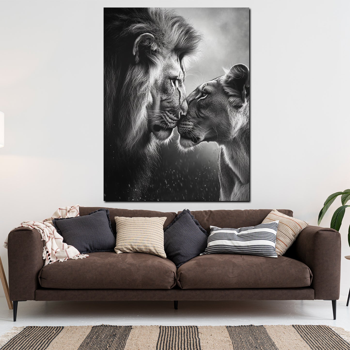 Coppia di felini ritratto bianco e nero amore quadro