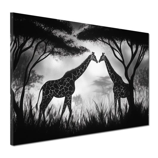 Coppia di giraffe africa bianco nero quadro