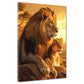 Coppia di leoni tramonto africano quadro