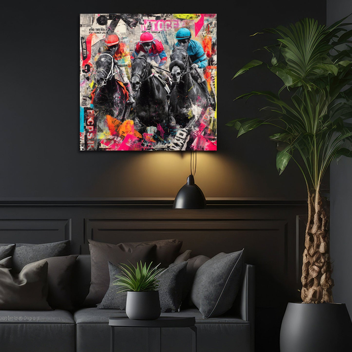 Corsa di cavalli in stile pop art colorato quadro