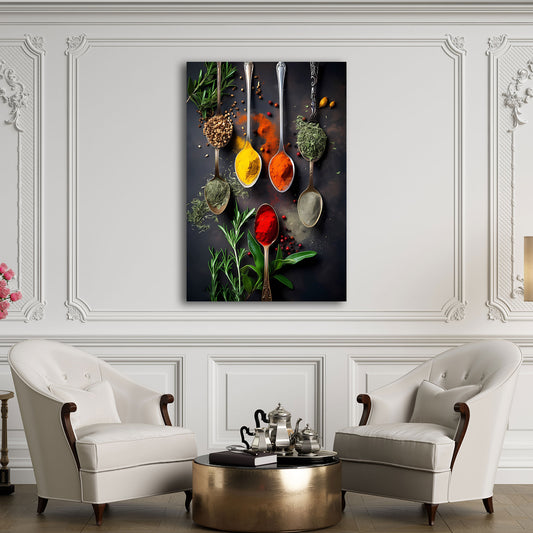 Cucina aromi spezie colorate erbe quadro