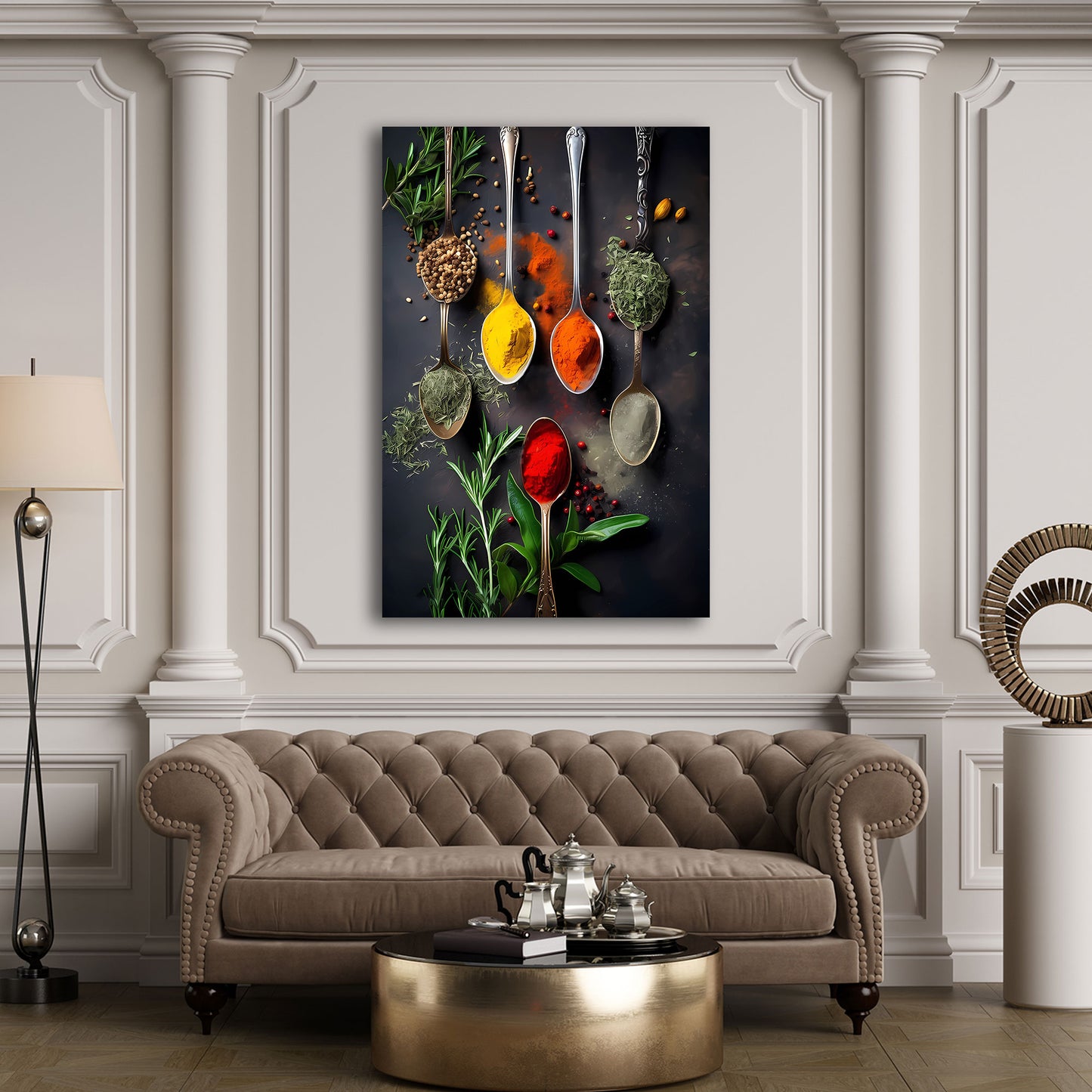 Cucina aromi spezie colorate erbe quadro