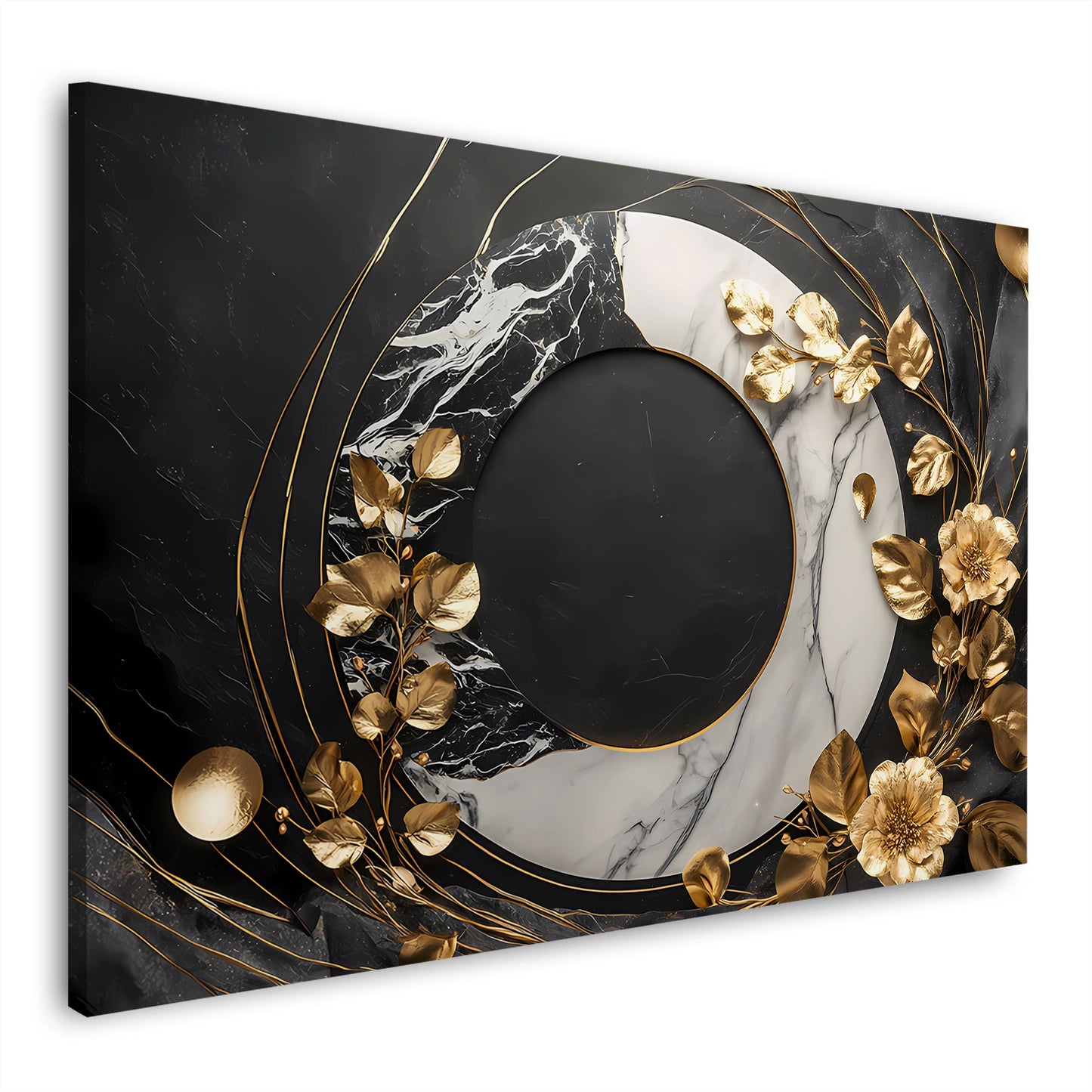 Design moderno con fiori dorati e marmo elegante quadro