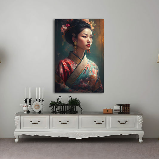 Donna asiatica kimono tradizione eleganza quadro