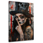 Donna Catrina con cappello teschio e tatuaggi Street Art quadro