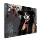Donna con trucco da teschio e cilindro in stile gothic quadro