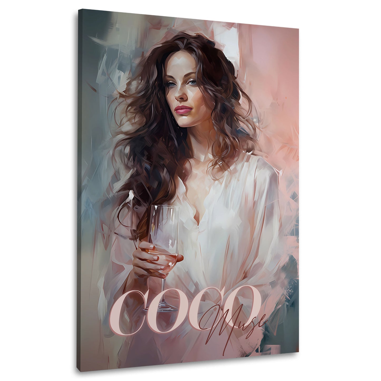 Donna elegante bicchiere moda arte coco quadro