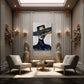 Donna elegante cappello nero oro dai toni vivaci quadro