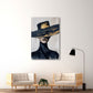 Donna elegante cappello nero oro dai toni vivaci quadro