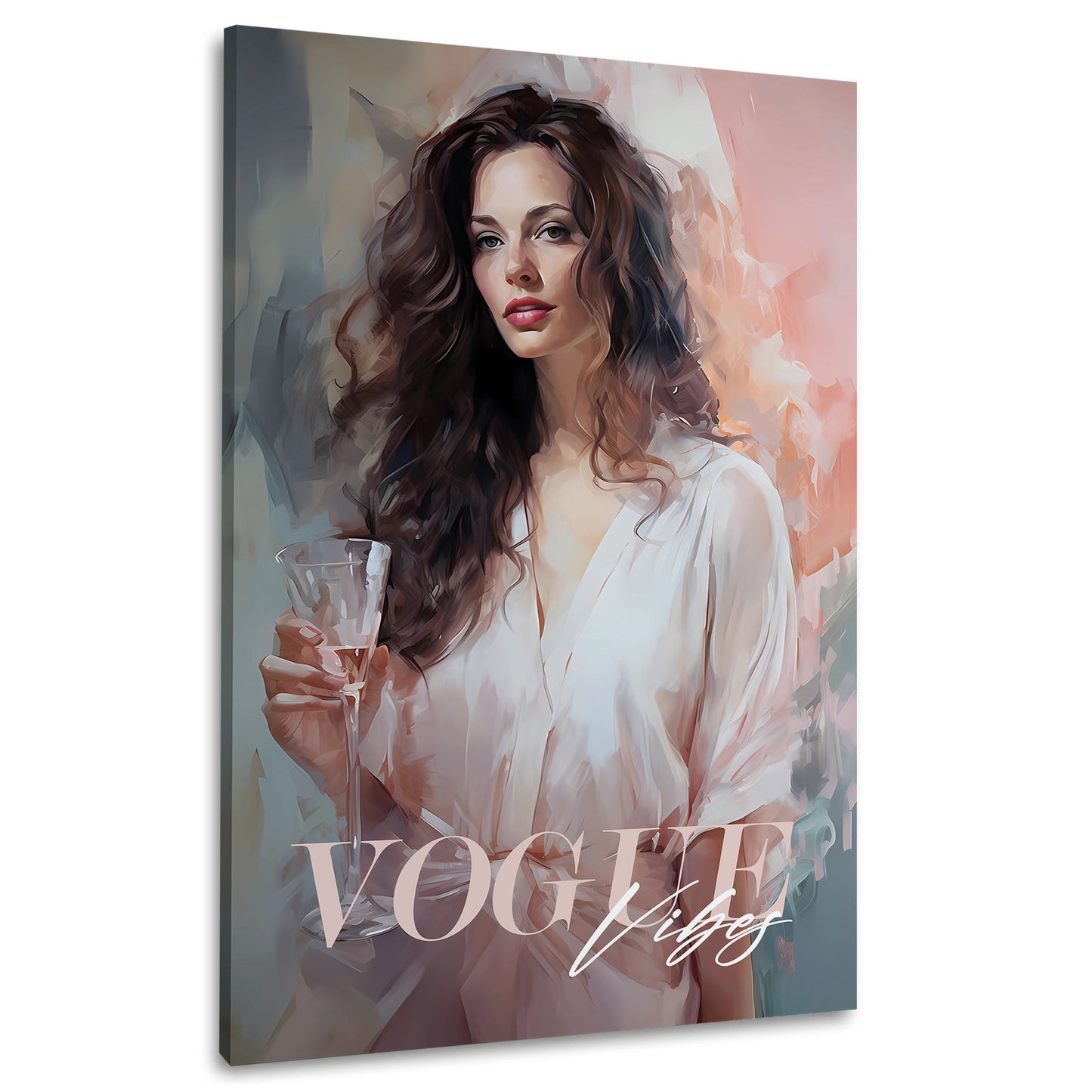 Donna elegante glamour champagne arte quadro