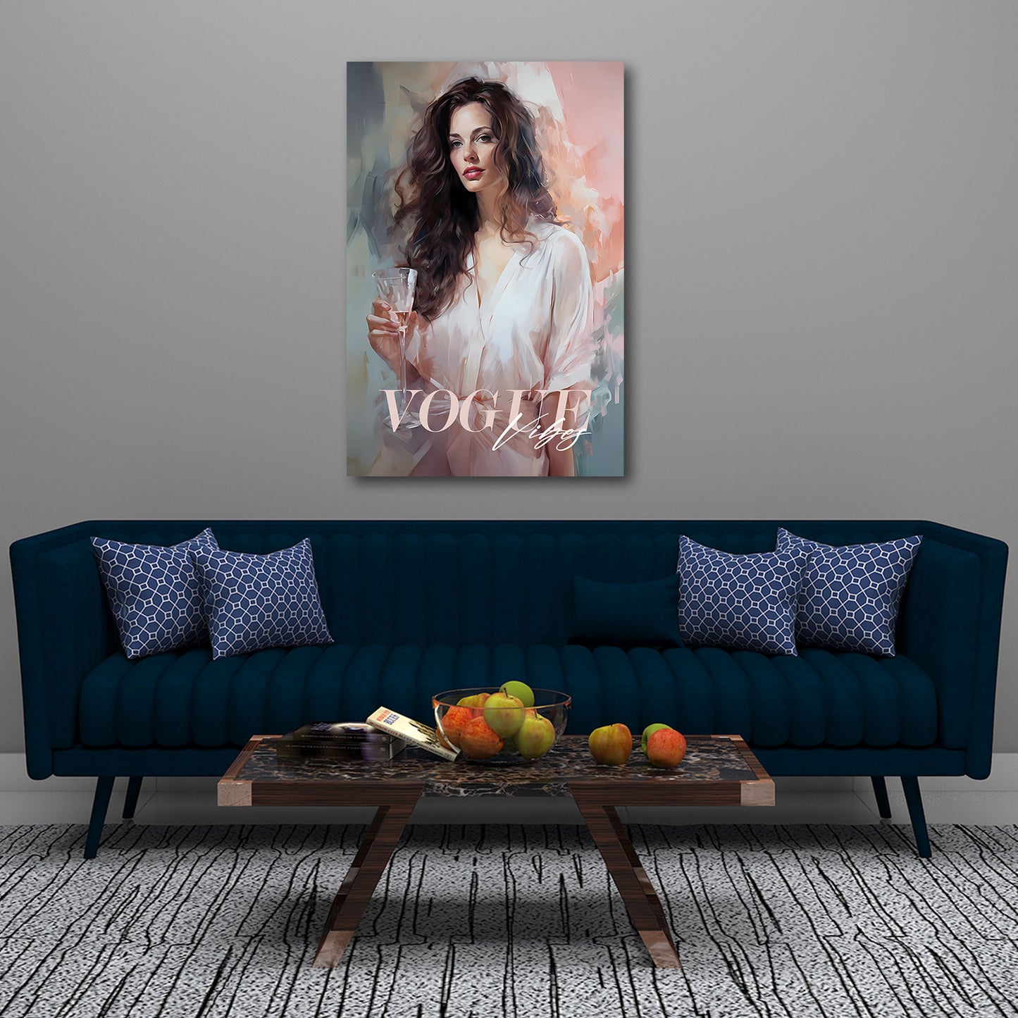 Donna elegante glamour champagne arte quadro